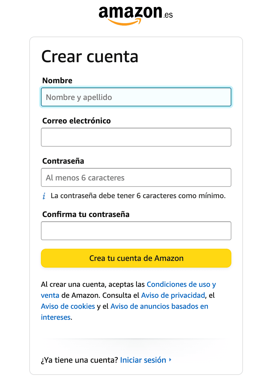 Registrarse en Amazon Afiliados