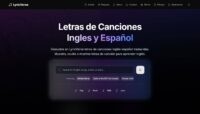 Captura de pantalla de LyricVerse.net, sitio web con letras de canciones en inglés y español, traducidas para aprender inglés.