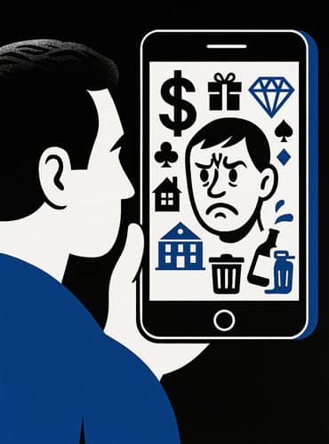 Ilustración de la dismorfia del dinero causada por redes sociales